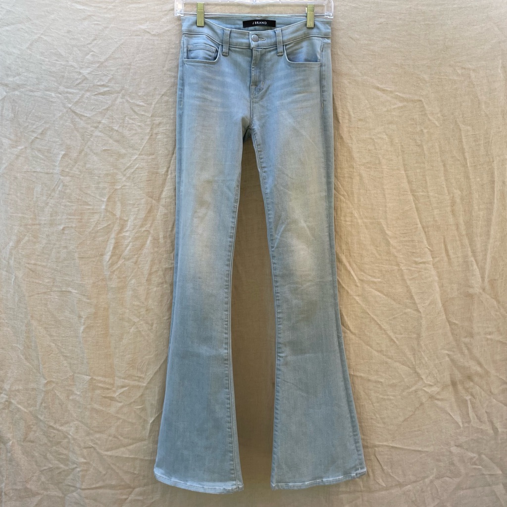 J Brand Low Rise Bootcut Denim In A Light Blue Wash